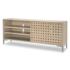 Entertainment Console with Sliding Door and Adjustable Shelves - Wire Management