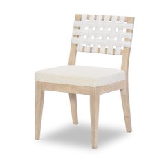 Woven Strap Back Side Chair with Upholstered Seat - 19" Seat Height - KD Design