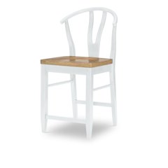 Wishbone Back Counter Height Chair (White) (Kd, Wood Seat, Seat Height: 24")