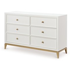 Chelsea   Dresser (6 Drawers), White with Gold Accents
