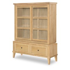 Display Cabinet (Reversible Back Panel, 2 Sliding Doors, 2 Glass Shelves)