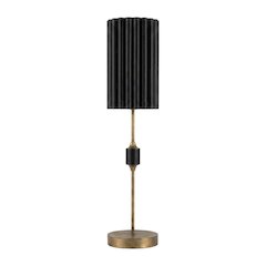 Antique Gold Table Lamp With Fluted Black Metal Shade