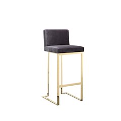 Dexter Bar Stool Velvet Gray & Gold