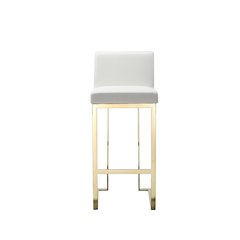 Dexter Bar Stool Faux Leather White/Gold