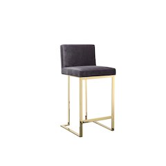 Dexter Counter Stool Velvet Gray & Gold
