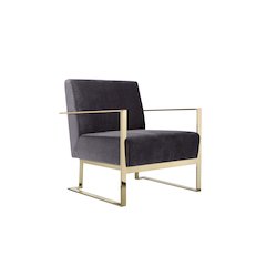 Dexter Lounge Chair Velvet Gray & Gold