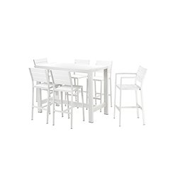 Betty 7 Piece Bar Set, White In Aluminum, Polyresin