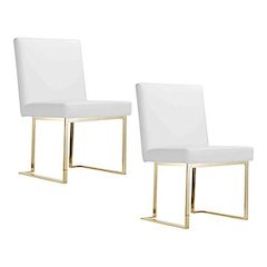 Gold Dexter Side Chair White (Set Of 2)