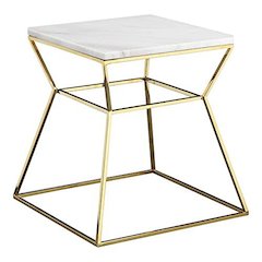 Gold Geo Side Table White  Marble