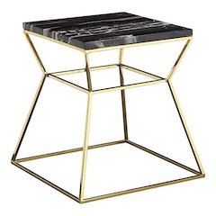 Gold Geo Side Table Black  Marble