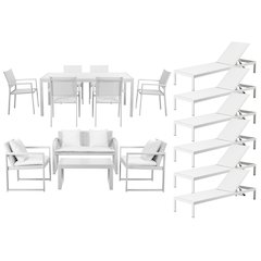Chester 17 Piece Set, White & White In Aluminum, Polyesin, Textilene