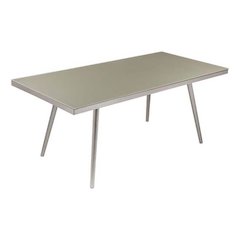 Chelsea Dining Table Taupe In Aluminum, Glass