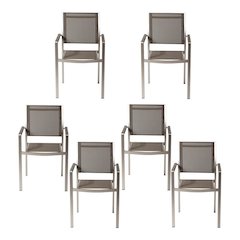 David Dining Chairs, Brushed Grey In Aluminum, Textilene