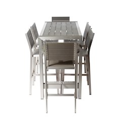 Betty 7 Piece Bar Set, Grey In Aluminum, Polyresin