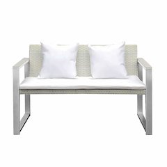 Chester Sofa, Brushed White In Aluminum, Rattan