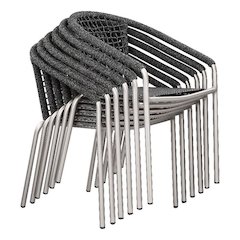 Chelsea 6 Dining Chairs Slate In Aluminum, Rope