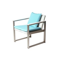 Chester Chair, Brushed Turquoise In Aluminum, Rattan