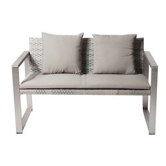 Chester Sofa Brushed Grey In Aluminum, Rattan