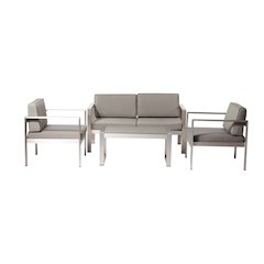 Karen 4 Piece Sofa Set, Taupe In Aluminum