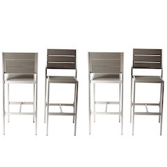 Set Of 4 Betty Bar Stools, Grey In Aluminum, Polyresin