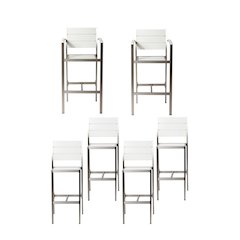 Set Of 6 Betty Bar Stools, Grey In Aluminum, Polyresin