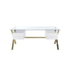 Gold Beverly Desk Large White