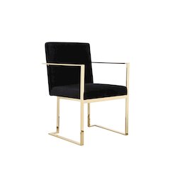 Gold Dexter Arm Chair Velvet Black