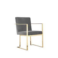Gold Dexter Arm Chair Velvet Gray