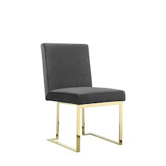 Gold Dexter Side Chair Velvet Gray (Set Of 2)