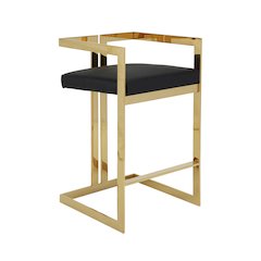 Kenzie Bar Stool Gold/Black Faux Leather