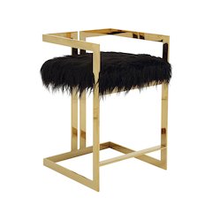 Kenzie Counter Stool Gold/Black Faux Fur