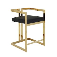 Kenzie Counter Stool Gold/Black Faux Leather
