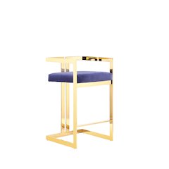 Kenzie Counter Stool Gold/Navy Velvet