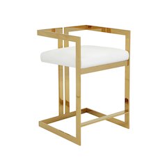 Kenzie Counter Stool Gold/White Faux Leather