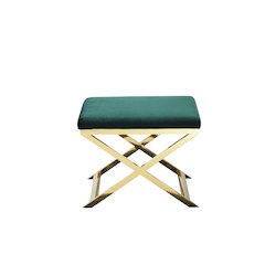 Gold Lexi Stool Velvet Green