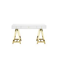 Gold Riley Desk White