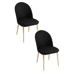 Gold Vera Chair Faux Leather Black- Set Of 2