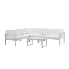Karen 5 Piece Sectional White In Aluminum, Polyresin