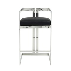 Kenzie Bar Stool Silver/Black Faux Leather