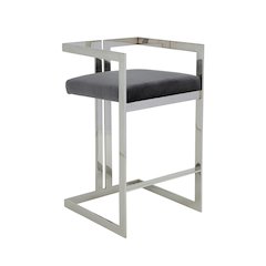 Kenzie Bar Stool Silver/Gray Velvet