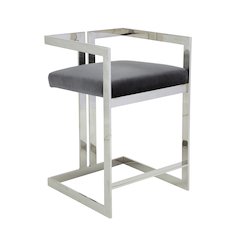 Kenzie Counter Stool Silver/Gray Velvet