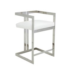 Kenzie Counter Stool Silver/White Faux Leather