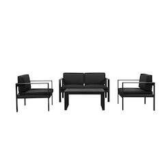 Karen 4 Piece Sofa Set, Black In Aluminum
