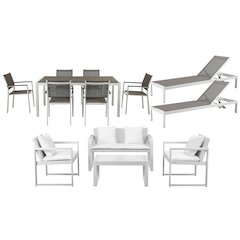 Chester 13 Piece Set White/Grey In Aluminum, Polyesin, Textilene