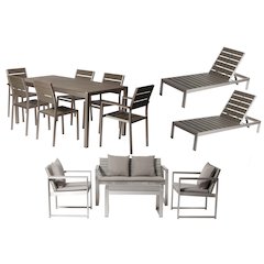 Royal 13 Piece Dining Set, Grey In Aluminum, Polyesin,
