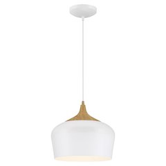 LED Pendant in White with Wood Grain Color