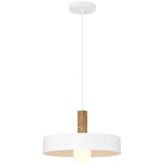 1 Light Pendant in White with Wood Grain Color