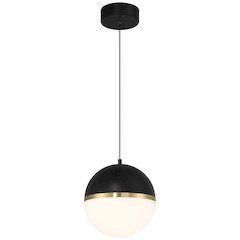 LED Pendant in Black with Antique Brushed Brass Color