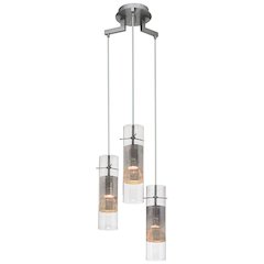 3 Light Pendant in Brushed Steel Color