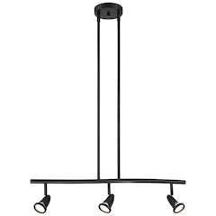 3 Light Adjustable LED Pendant or Semi-Flush in Black Color